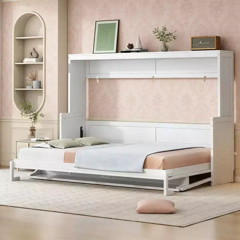 Luxystar Queen Size Modern Murphy Bed with Hydraulic Lift and Desk