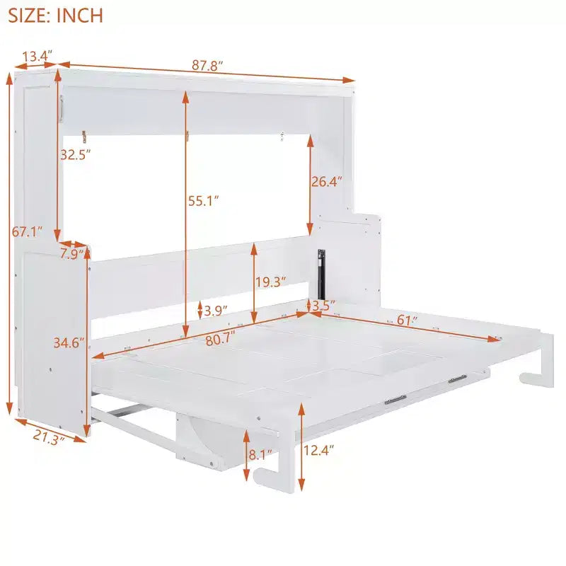 Luxystar Queen Size Modern Murphy Bed with Hydraulic Lift and Desk