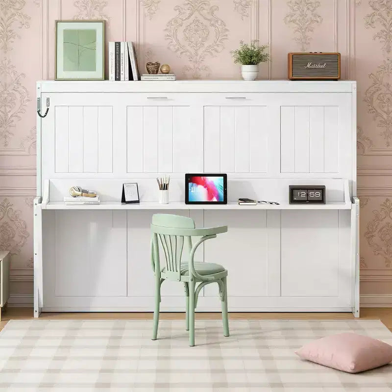 Luxystar Queen Size Modern Murphy Bed with Hydraulic Lift and Desk