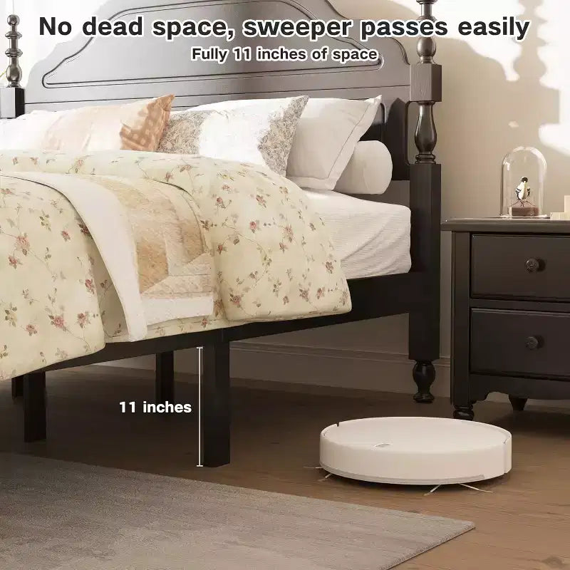 Sailvan Solid Bed Frame, Queen Bed Frame, Wooden Platform Bed Frame with Headboard & 12 Under Storage