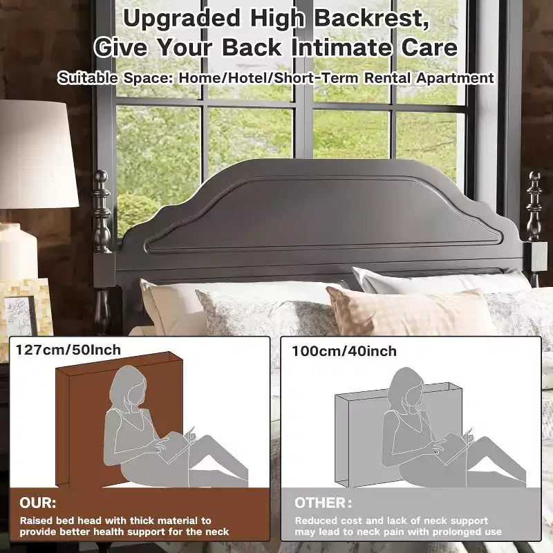 Sailvan Solid Bed Frame, Queen Bed Frame, Wooden Platform Bed Frame with Headboard & 12 Under Storage