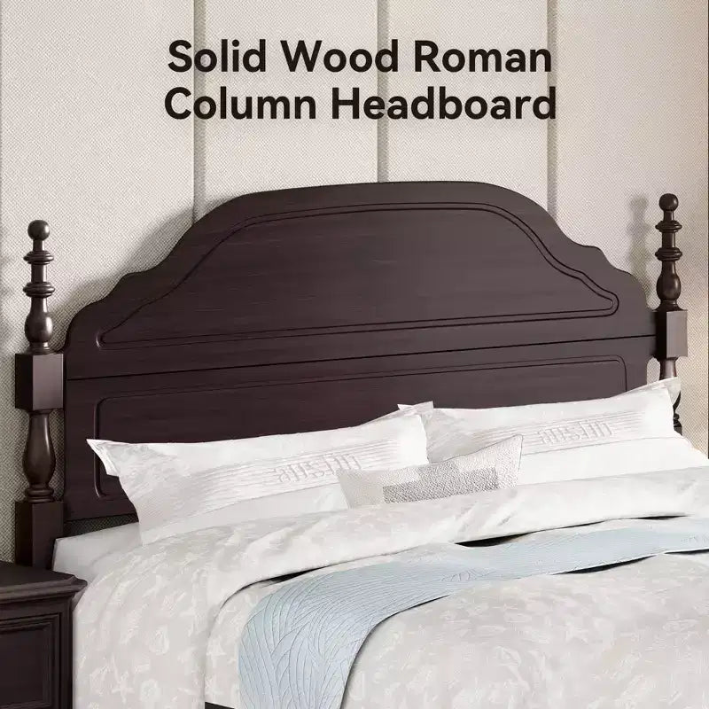 Sailvan Solid Bed Frame, Queen Bed Frame, Wooden Platform Bed Frame with Headboard & 12 Under Storage
