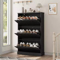 Shoe Cabinet with 3 Flip Drawers,Fluted Storage Cabinet with Adjustable and Removable Shelves,Freestanding Narrow Shoe Organizer for Entryway,Hallway