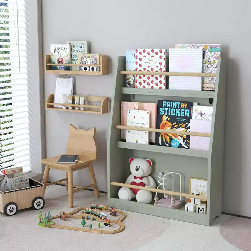 3 Tier Kids Book Shelf,Kids Book Rack, Helps Keep Bedrooms, Playrooms, and Classrooms Organized,Sage