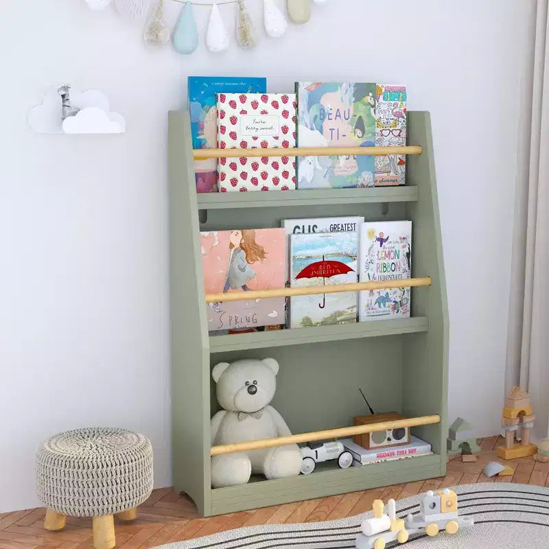 3 Tier Kids Book Shelf,Kids Book Rack, Helps Keep Bedrooms, Playrooms, and Classrooms Organized,Sage