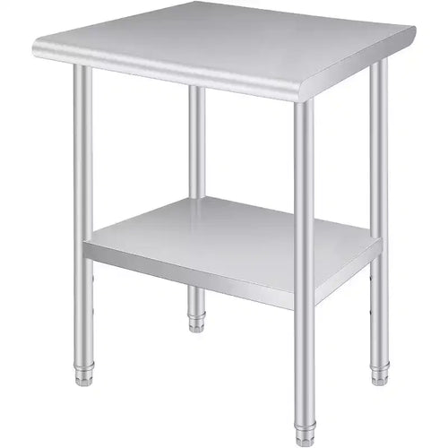 Acekool 24x36 Inch Stainless Steel Prep Table, 2-Tier Heavy Duty Work Table with Adjustable Undershelf for Kitchen, NSF Certified