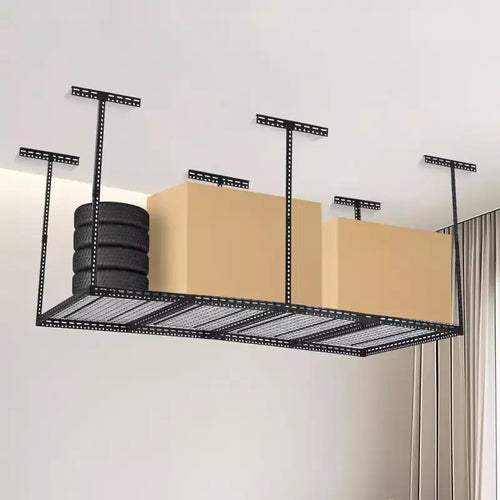 Étagère de rangement de garage suspendue 4x6, robuste en métal, système d'organisation de plafond réglable pour garage, capacité de 150 kg, installation facile