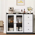 COZONY 35 Kitchen Hutch Storage Cabinet, Coffee Bar Cabinet with 3 Drawers & Doors, Freestanding Buffet for Dining Living Room