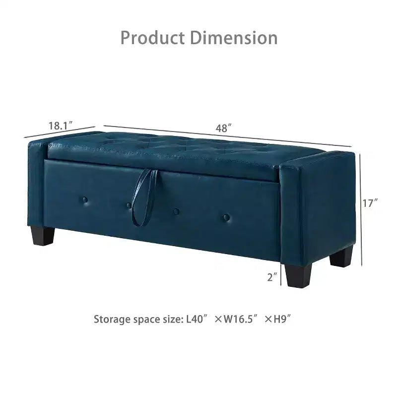 TUYOHW Modern Storage Bench with Button Tufted PU Upholstered Ottoman with Storage Entryway Bench with Flip Top End of Bed Bench for Living Room