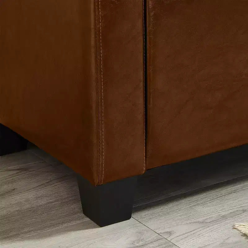TUYOHW Modern Storage Bench with Button Tufted PU Upholstered Ottoman with Storage Entryway Bench with Flip Top End of Bed Bench for Living Room