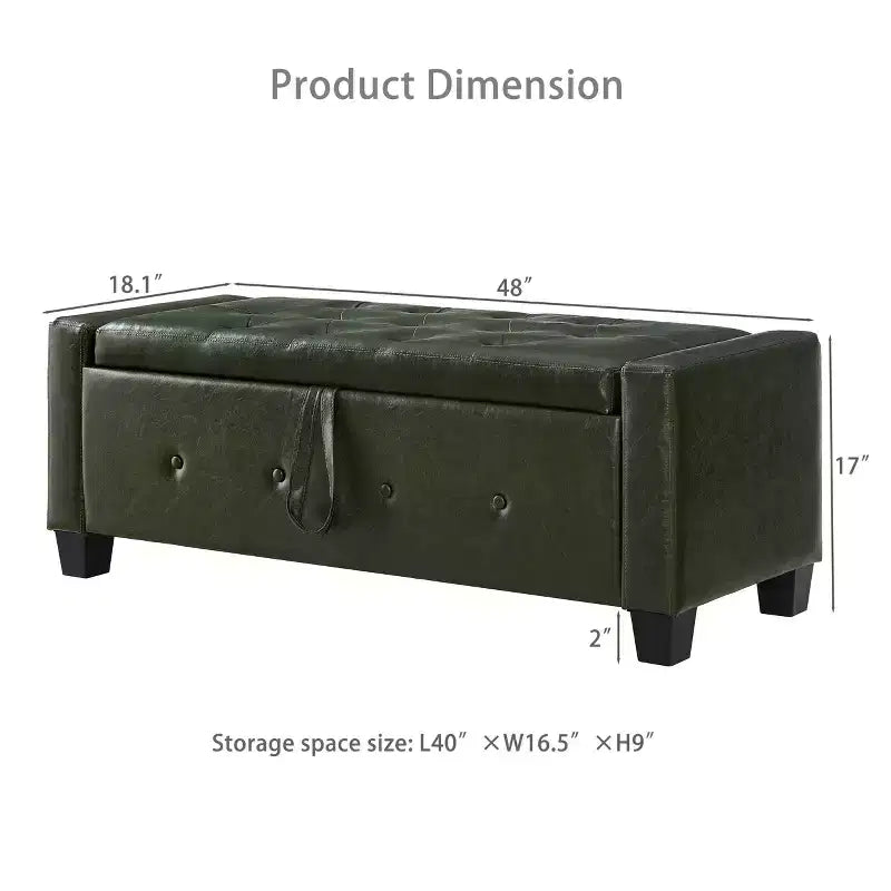 TUYOHW Modern Storage Bench with Button Tufted PU Upholstered Ottoman with Storage Entryway Bench with Flip Top End of Bed Bench for Living Room