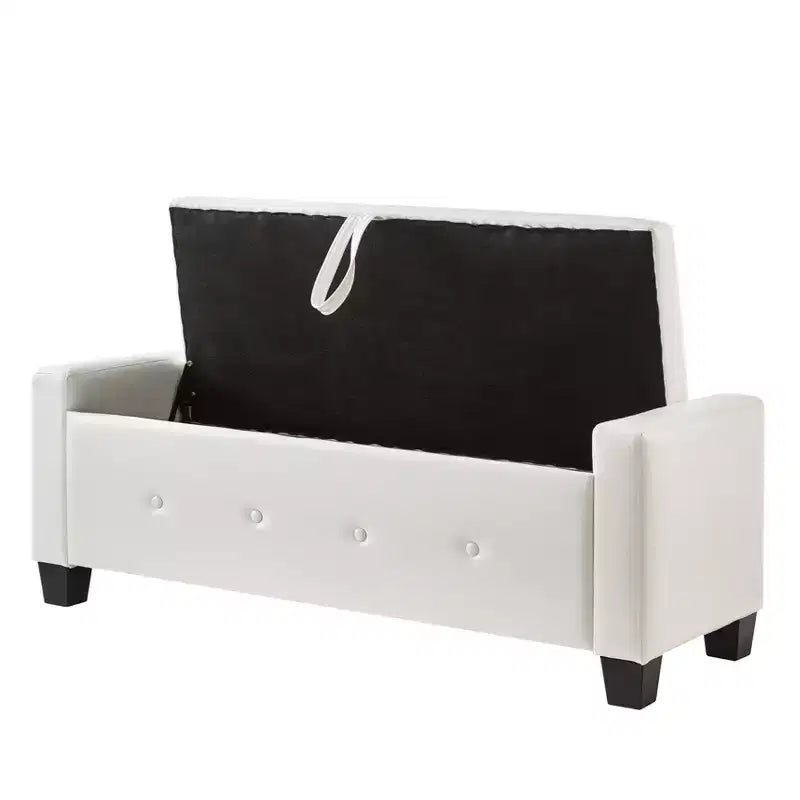 TUYOHW Modern Storage Bench with Button Tufted PU Upholstered Ottoman with Storage Entryway Bench with Flip Top End of Bed Bench for Living Room