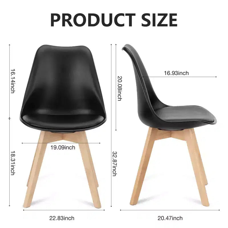 TUYOHW Armless Dining Chairs Set of 4,PU Leather Upholstered Kitchen Chairs with Wood Legs,Waterproof & Scratch-resistant Dininig Room Chairs