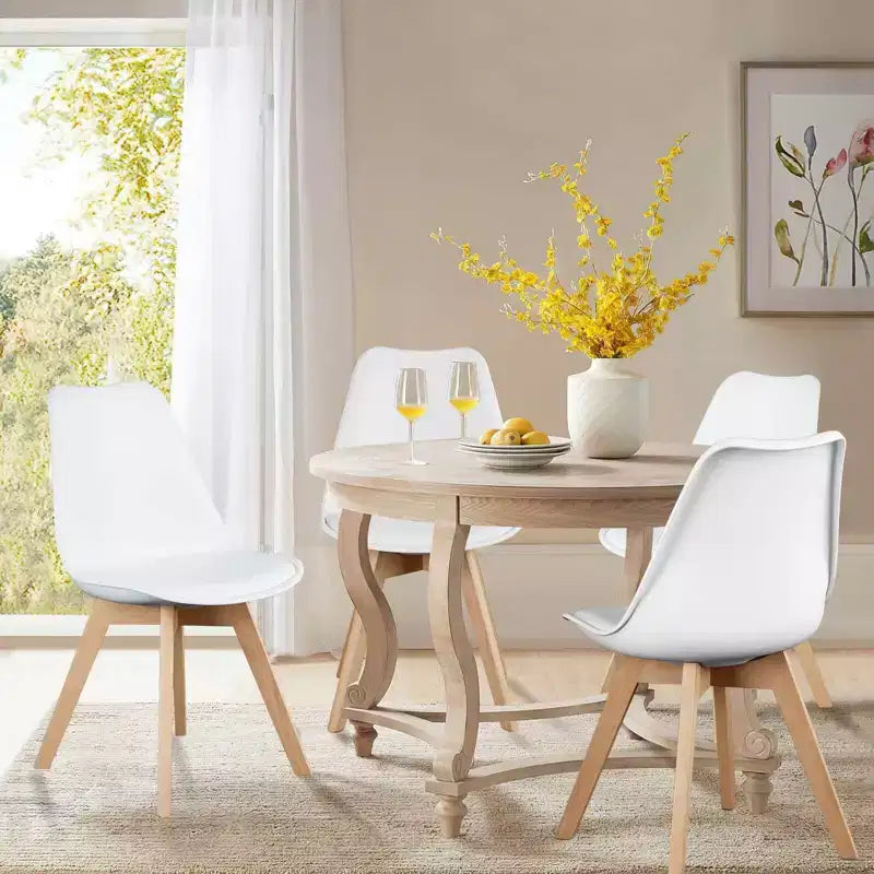 TUYOHW Armless Dining Chairs Set of 4,PU Leather Upholstered Kitchen Chairs with Wood Legs,Waterproof & Scratch-resistant Dininig Room Chairs