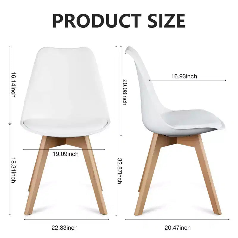 TUYOHW Armless Dining Chairs Set of 4,PU Leather Upholstered Kitchen Chairs with Wood Legs,Waterproof & Scratch-resistant Dininig Room Chairs