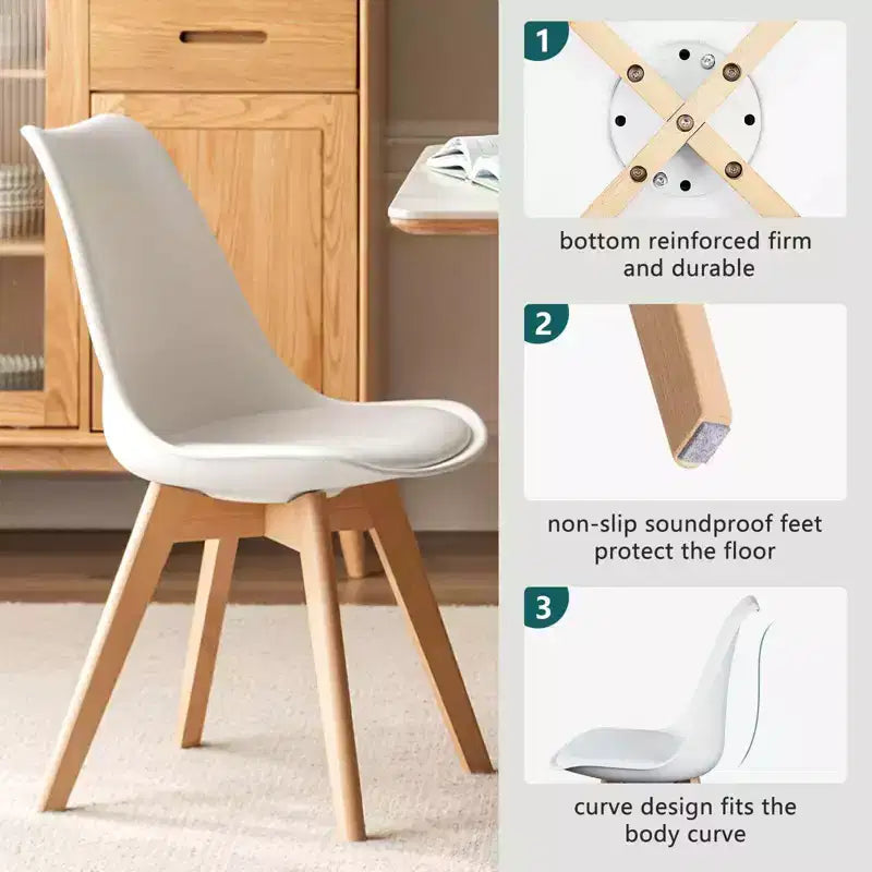TUYOHW Armless Dining Chairs Set of 4,PU Leather Upholstered Kitchen Chairs with Wood Legs,Waterproof & Scratch-resistant Dininig Room Chairs
