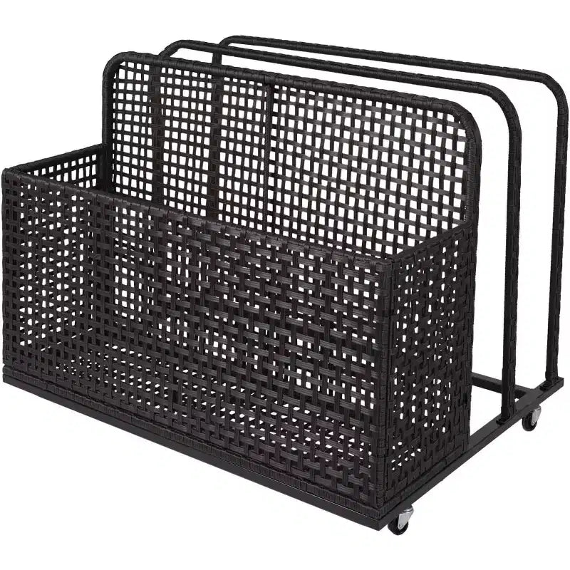 COZONY Pool Storage Bin with PE Rattan, Pool Organizer for Cushions & Floaties