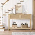 43 Farmhouse Wooden Entryway Console Table  Burlywood 2-Drawer, 2-Tier Sofa Table with Storage for Living Room and Foyer