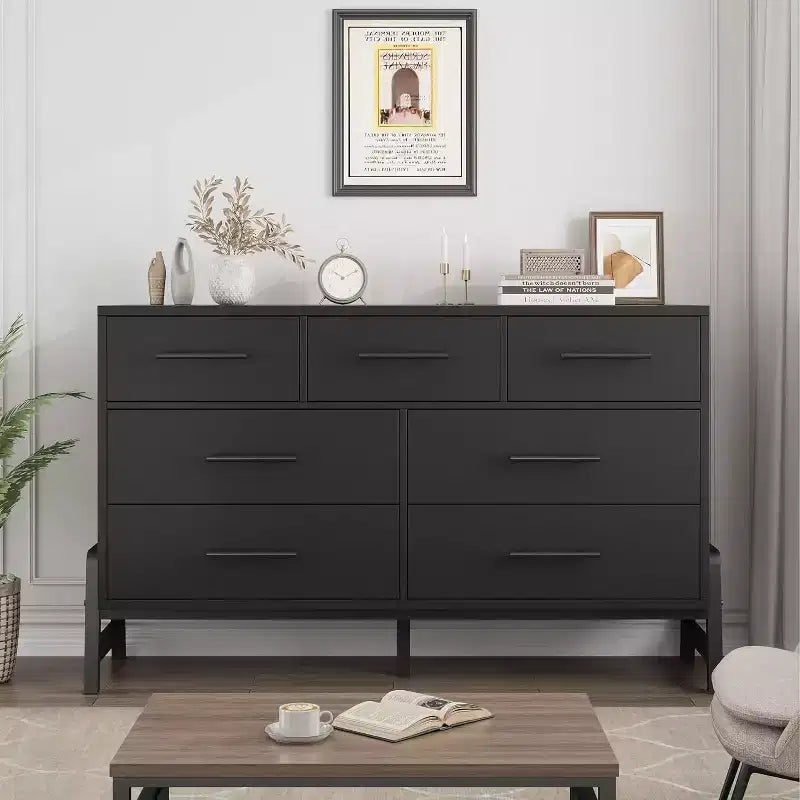 7 Dresser for Bedroom, Freestanding 52 in Wide Drawer Dresser with Storage, Wooden Closet Storage Chest for Living Room