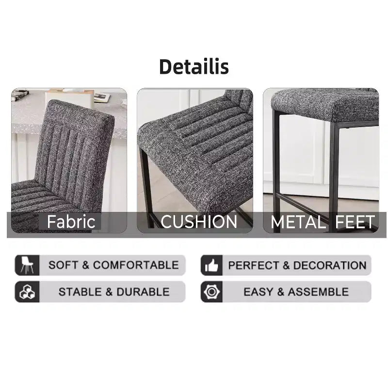 TUYOHW Vintage Bar Stool Set of 2,Counter Height Bar Stools with Metal Frame,26 Counter Stools for Kitchen Island & Home Bar
