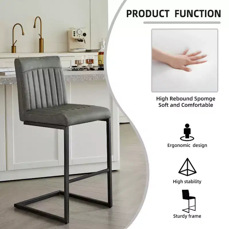 TUYOHW Vintage Bar Stool Set of 2,Counter Height Bar Stools with Metal Frame,26 Counter Stools for Kitchen Island & Home Bar