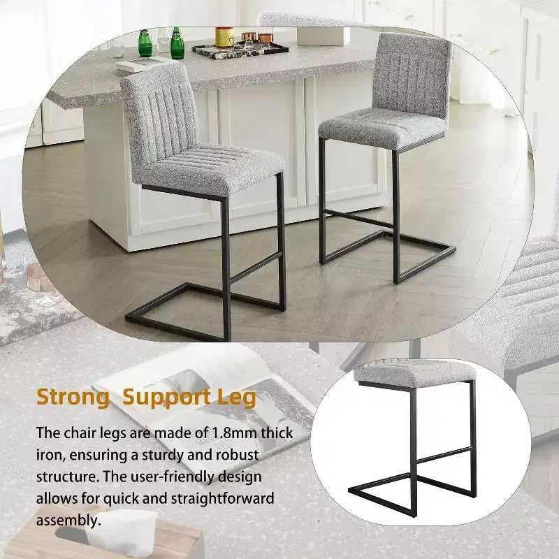 TUYOHW Vintage Bar Stool Set of 2,Counter Height Bar Stools with Metal Frame,26 Counter Stools for Kitchen Island & Home Bar
