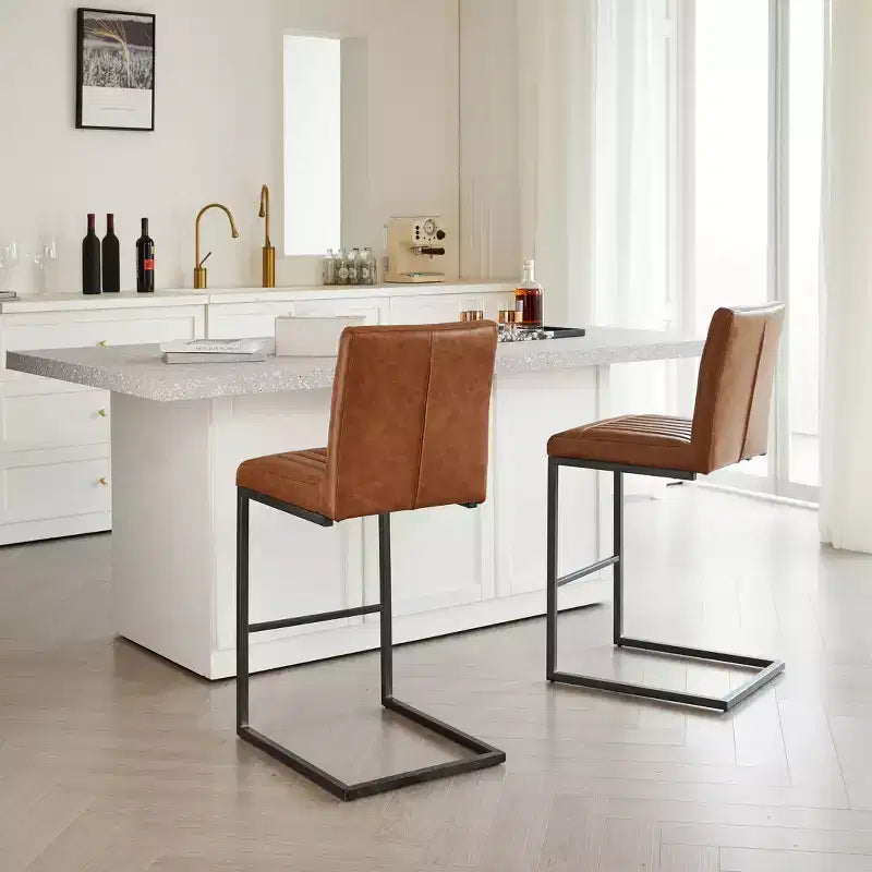TUYOHW Vintage Bar Stool Set of 2,Counter Height Bar Stools with Metal Frame,26 Counter Stools for Kitchen Island & Home Bar