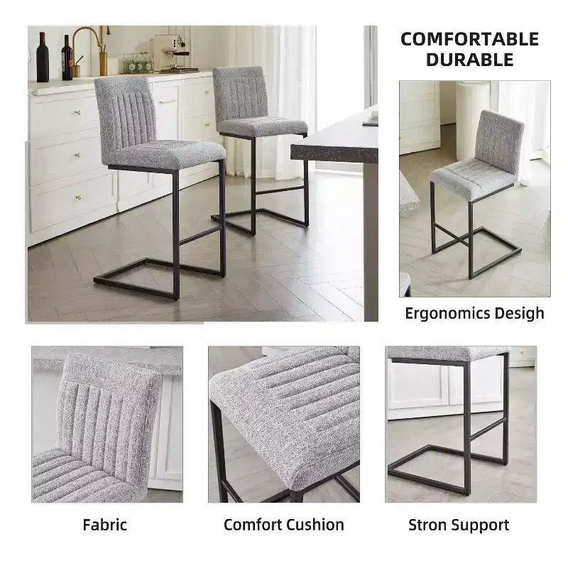 TUYOHW Vintage Bar Stool Set of 2,Counter Height Bar Stools with Metal Frame,26 Counter Stools for Kitchen Island & Home Bar