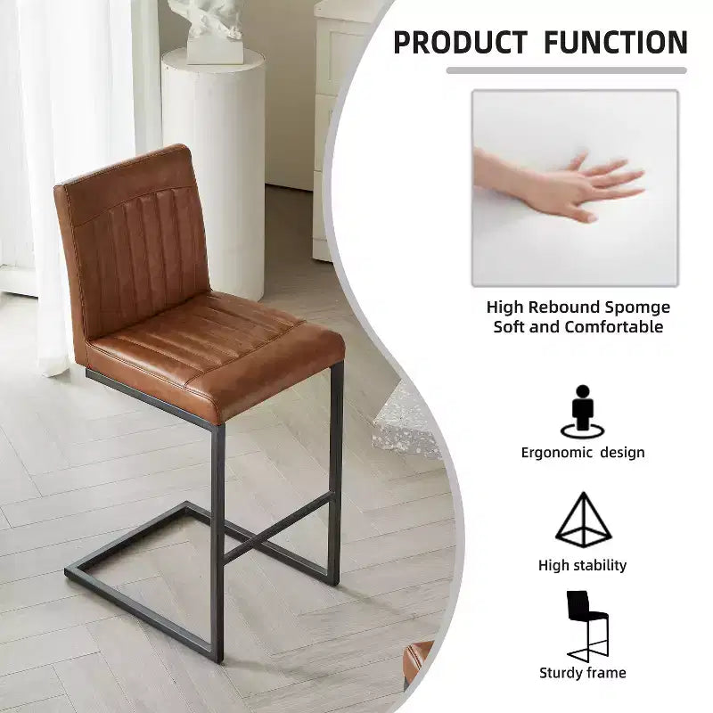 TUYOHW Vintage Bar Stool Set of 2,Counter Height Bar Stools with Metal Frame,26 Counter Stools for Kitchen Island & Home Bar