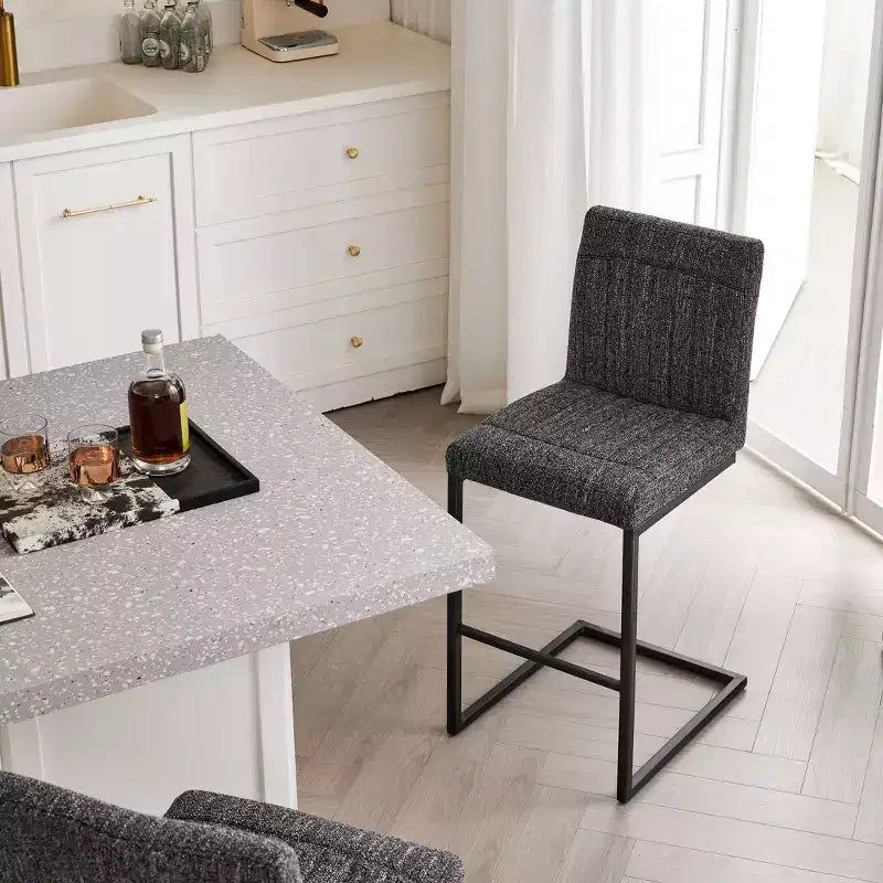 TUYOHW Vintage Bar Stool Set of 2,Counter Height Bar Stools with Metal Frame,26 Counter Stools for Kitchen Island & Home Bar