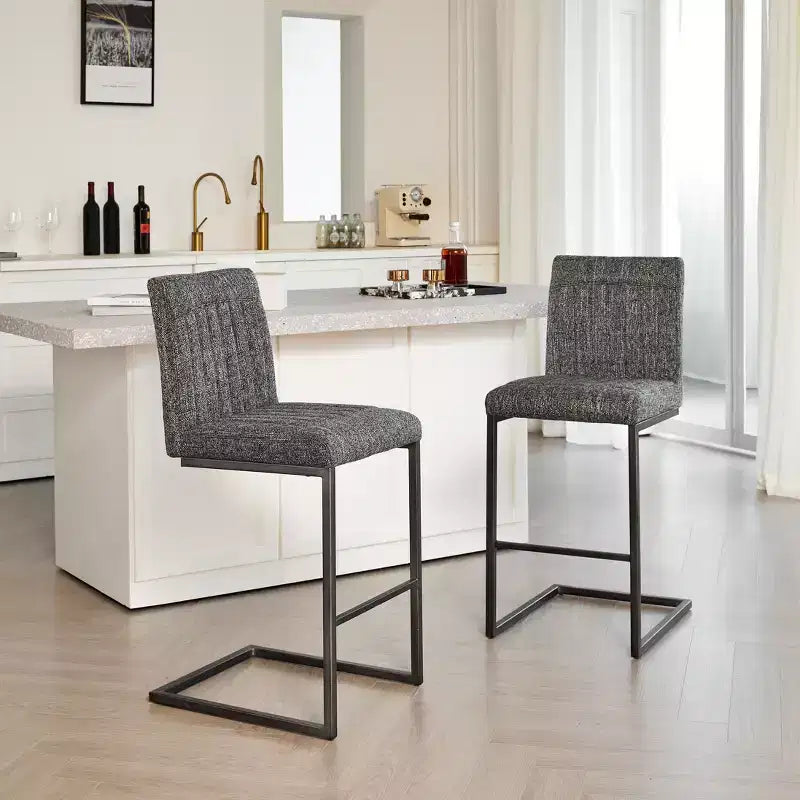 TUYOHW Vintage Bar Stool Set of 2,Counter Height Bar Stools with Metal Frame,26 Counter Stools for Kitchen Island & Home Bar