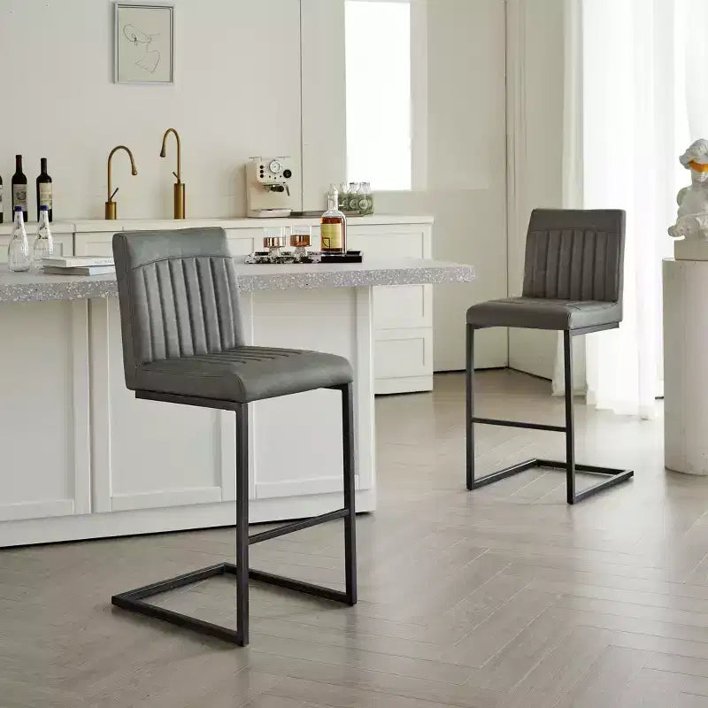 TUYOHW Vintage Bar Stool Set of 2,Counter Height Bar Stools with Metal Frame,26 Counter Stools for Kitchen Island & Home Bar