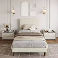Twin Platform Bed Frame with Headboard  Modern Wooden Slats Support, No Box Spring Needed, Noise-Free & Easy Assembly
