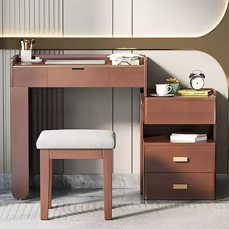 Whisen 3-in-1 Makeup Vanity Desk, Stylish Multi-Functional Dressing Table with Flip-Top Mirror, Adjustable Length & Ample Drawers