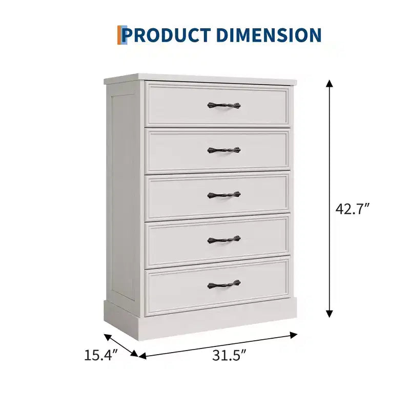 5 Dresser for Bedroom, Vertical Drawer Dresser with Storage Freestanding, Wooden Closet Storage Chest for Living Room, Bedroom, Entryway