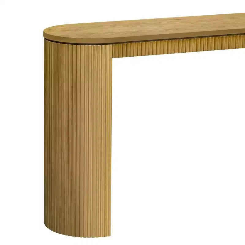 TUYOHW Modern Curved Entryway TableConsole Table with Unique Vertical Stripe Design, Narrow Hallway Table for Living Room, Study, Entrance