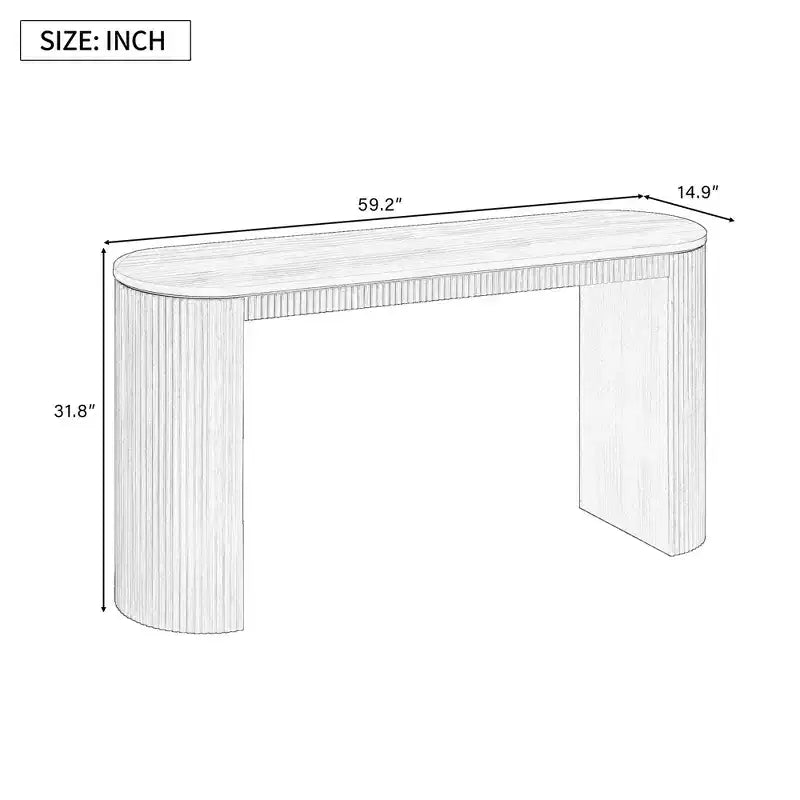 TUYOHW Modern Curved Entryway TableConsole Table with Unique Vertical Stripe Design, Narrow Hallway Table for Living Room, Study, Entrance