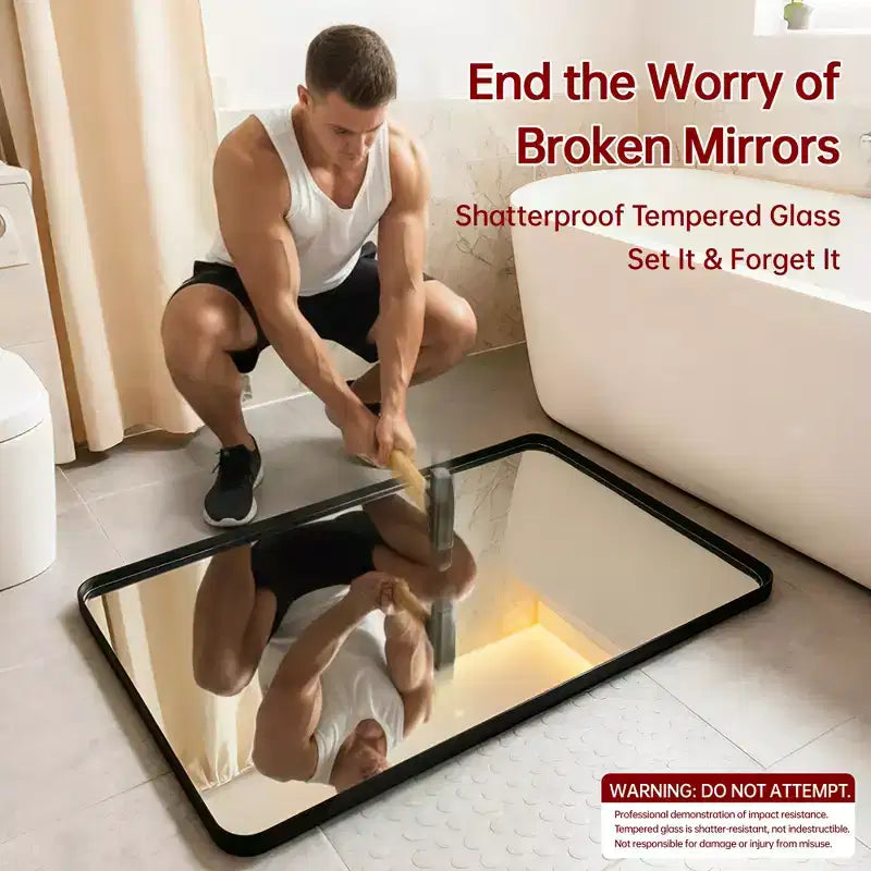 SUMERAIN Modern Bathroom Vanity Mirrors, 2-Way Wall Mirror, 36X30 Rectangular Mirror Black Framed