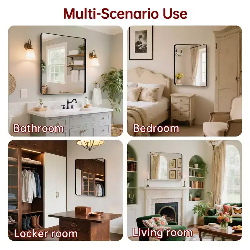 SUMERAIN Modern Bathroom Vanity Mirrors, 2-Way Wall Mirror, 36X30 Rectangular Mirror Black Framed