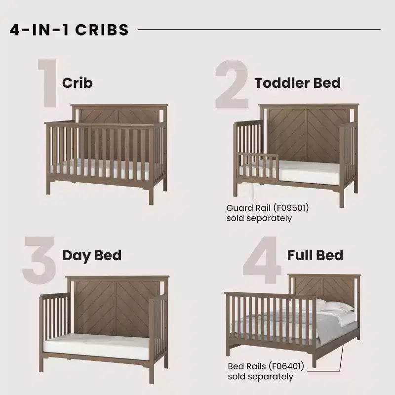 Child Craft Hampton Flat Top 4-in-1 Convertible Crib and Changing Table 2-Piece Nursery Set