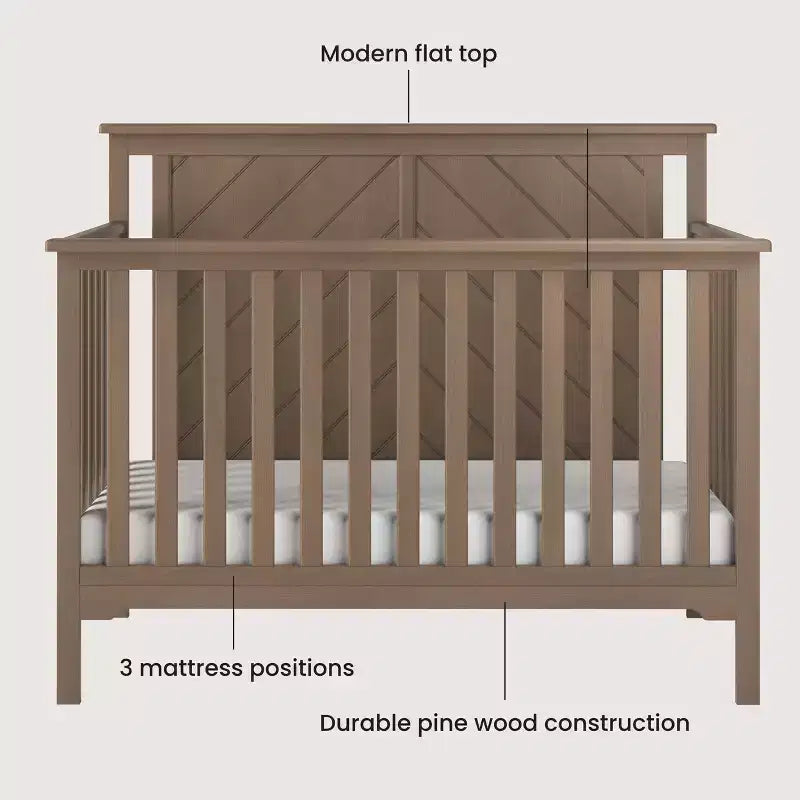 Child Craft Hampton Flat Top 4-in-1 Convertible Crib and Changing Table 2-Piece Nursery Set