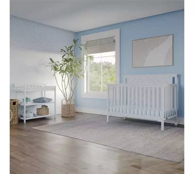 Child Craft Hampton Flat Top 4-in-1 Convertible Crib and Changing Table 2-Piece Nursery Set