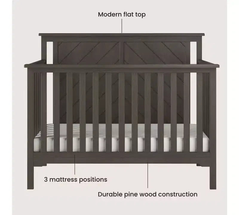 Child Craft Hampton Flat Top 4-in-1 Convertible Crib and Changing Table 2-Piece Nursery Set
