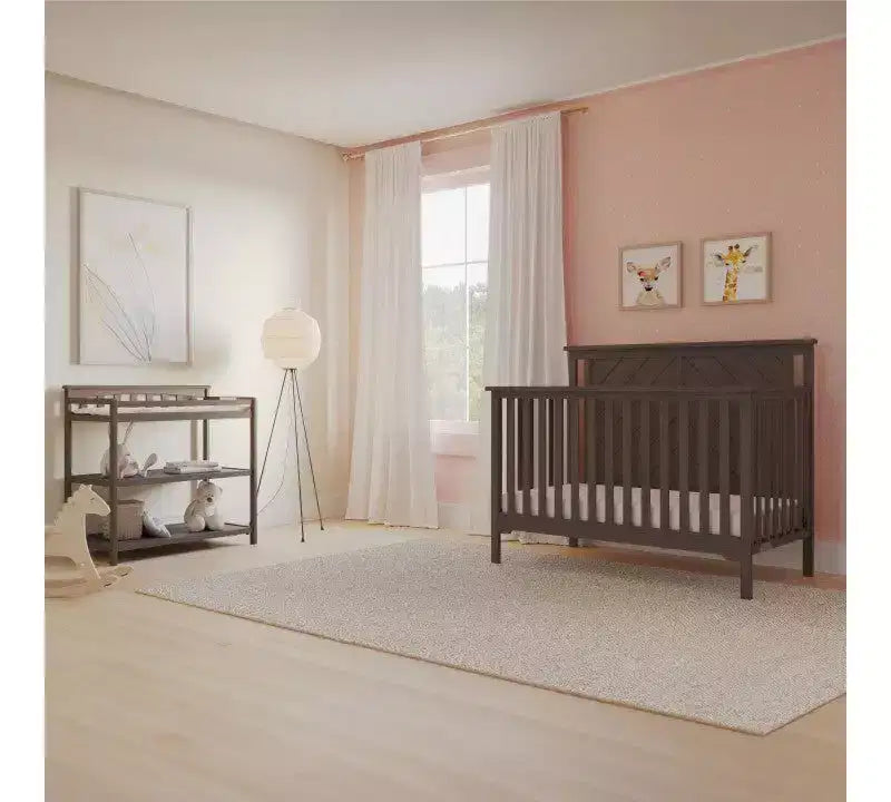 Child Craft Hampton Flat Top 4-in-1 Convertible Crib and Changing Table 2-Piece Nursery Set