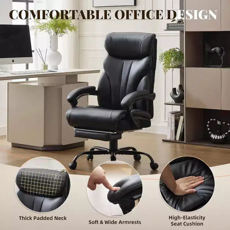 Acekool Computer Gaming Chair, Ergonomic High Back Office Chair, Wide Heavy Duty Task Desk Chair, PU Leather, 500 lbs