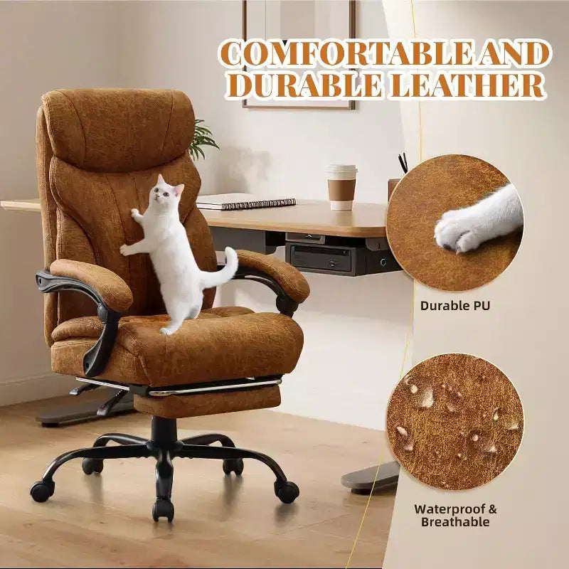 Acekool Computer Gaming Chair, Ergonomic High Back Office Chair, Wide Heavy Duty Task Desk Chair, PU Leather, 500 lbs