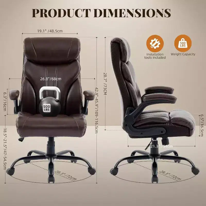 Acekool Computer Gaming Chair, Ergonomic High Back Office Chair, Wide Heavy Duty Task Desk Chair, PU Leather, 500 lbs