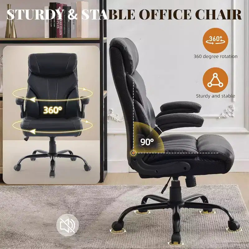 Acekool Computer Gaming Chair, Ergonomic High Back Office Chair, Wide Heavy Duty Task Desk Chair, PU Leather, 500 lbs