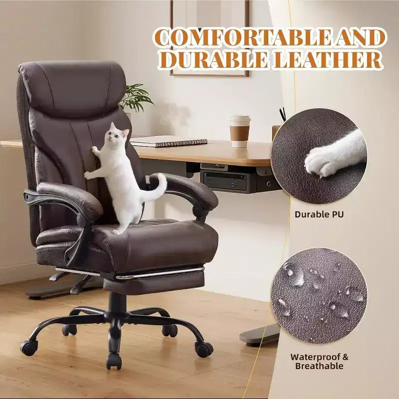 Acekool Computer Gaming Chair, Ergonomic High Back Office Chair, Wide Heavy Duty Task Desk Chair, PU Leather, 500 lbs