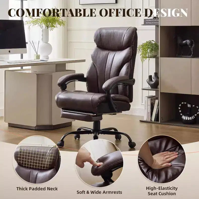 Acekool Computer Gaming Chair, Ergonomic High Back Office Chair, Wide Heavy Duty Task Desk Chair, PU Leather, 500 lbs